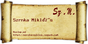 Szrnka Miklós névjegykártya